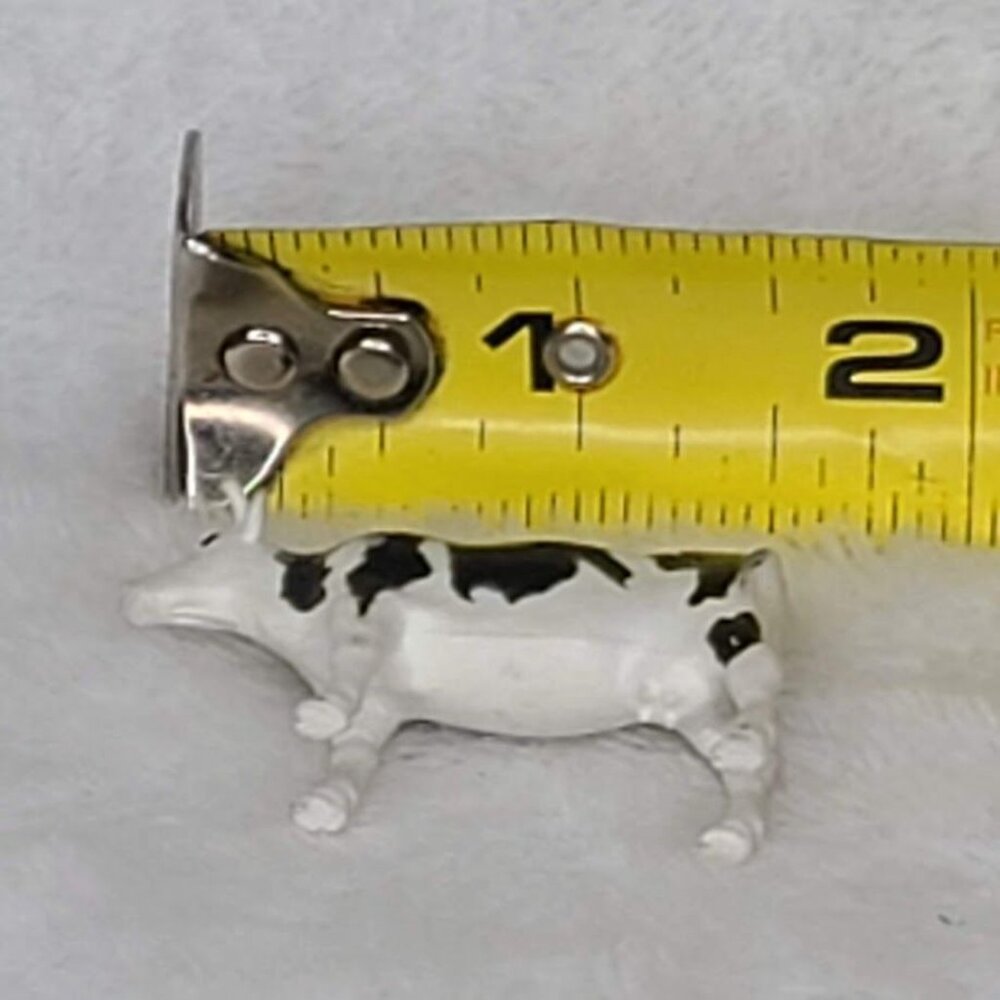 Cow Plastic Toy 1" Black and White Holstein Milk Cow Farm Animal Single - Picture 8 of 9